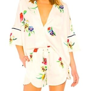 LPA- NWT Matching Silk Shortsleeve Floral Shorts Set